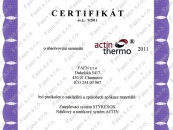 Certifikace Actin thermo