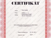Certifikát firmy RAVAK